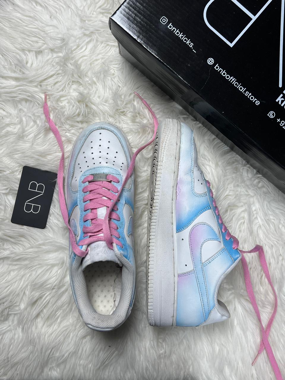 Nike Air Force 1 Low Custom 'Pixel Heart Deconstructed Pink Blue' | Size 42