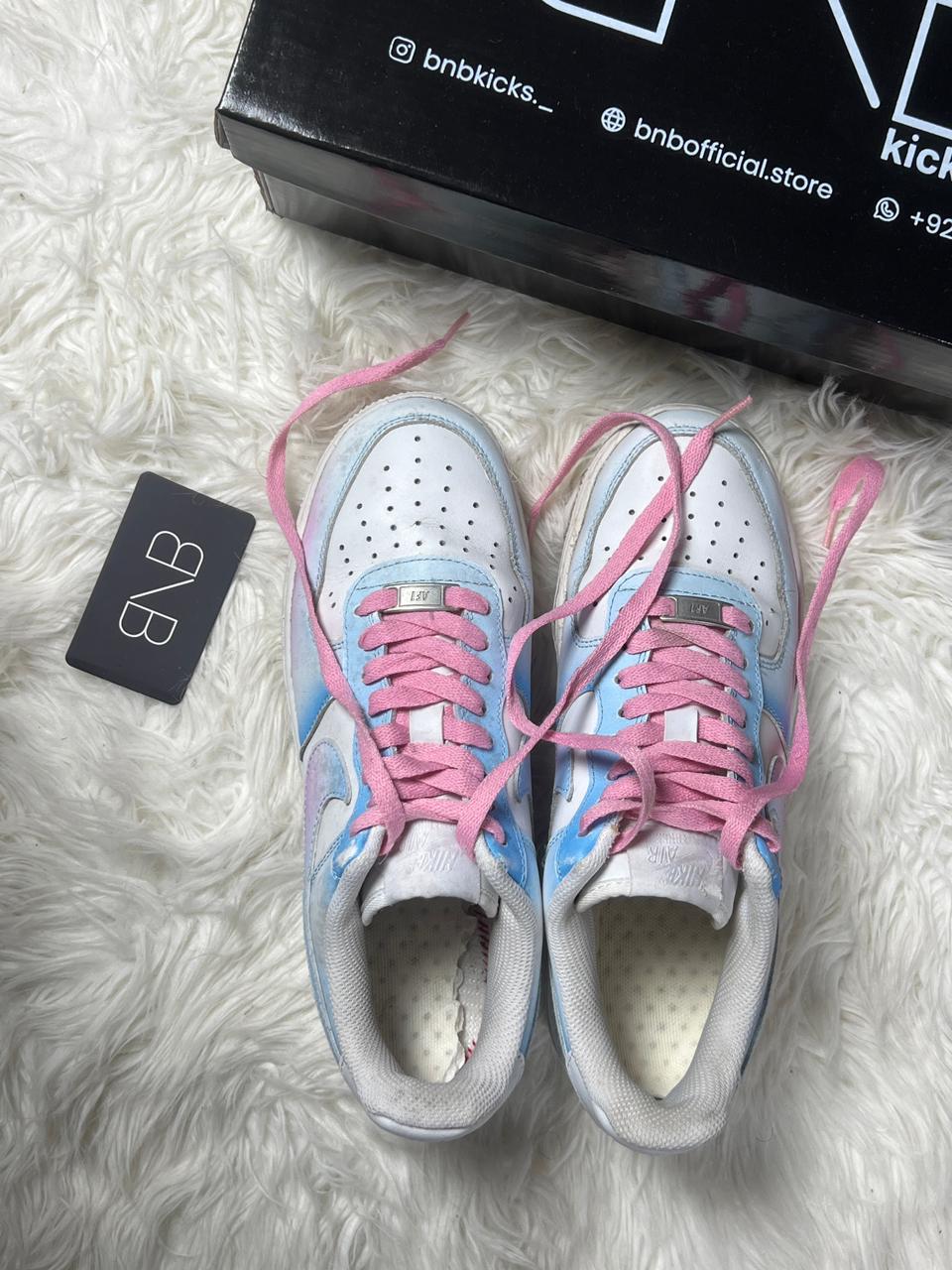 Nike Air Force 1 Low Custom 'Pixel Heart Deconstructed Pink Blue' | Size 42
