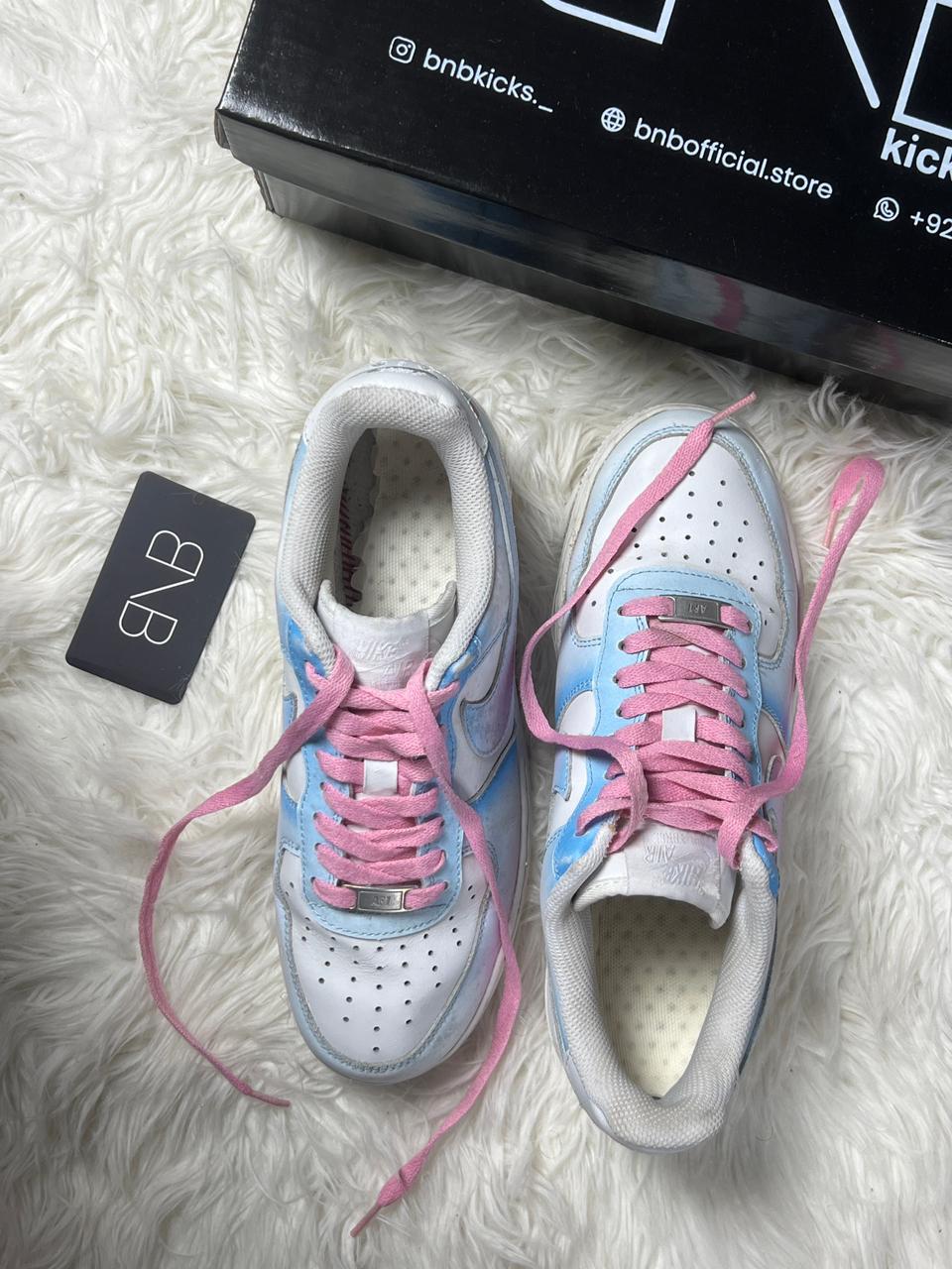 Nike Air Force 1 Low Custom 'Pixel Heart Deconstructed Pink Blue' | Size 42