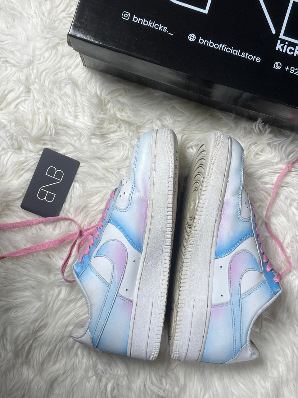 Nike Air Force 1 Low Custom 'Pixel Heart Deconstructed Pink Blue' | Size 42